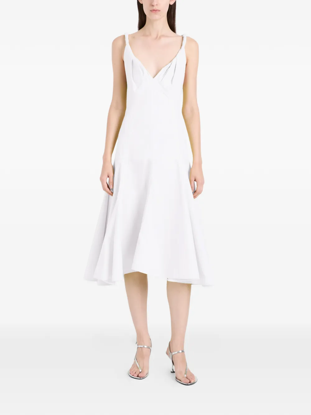 Proenza Schouler Leo midi-jurk met gedraaid bandje Wit