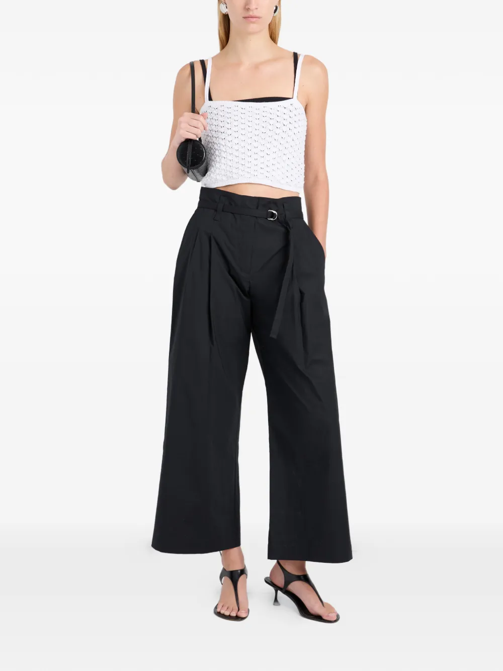 Proenza Schouler White Label Plooibroek met ceintuur Zwart