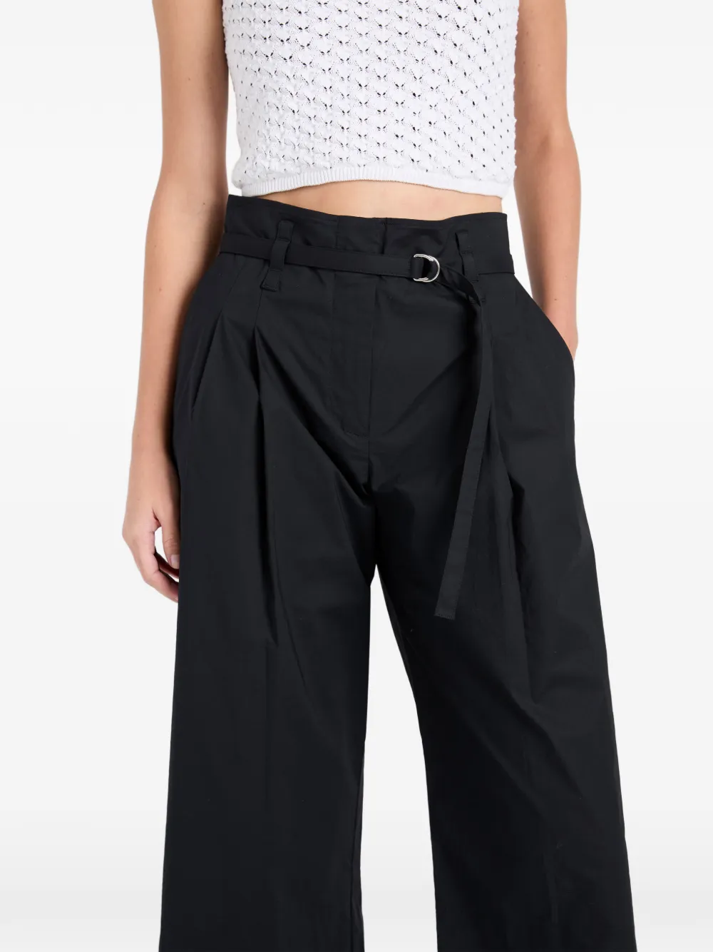 Proenza Schouler White Label Plooibroek met ceintuur Zwart