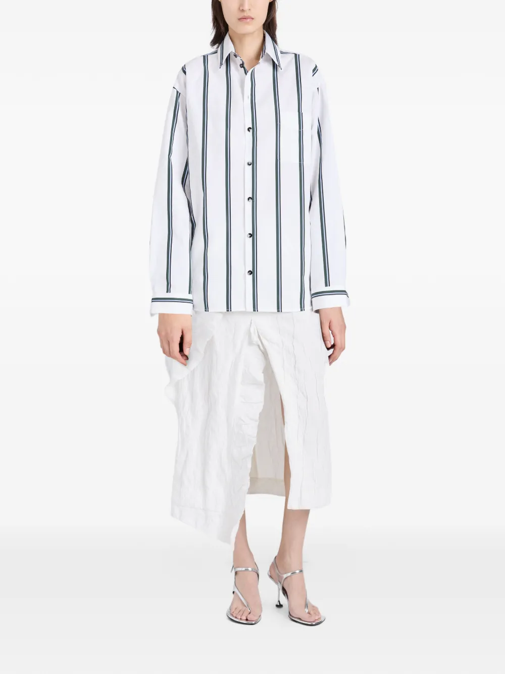 Proenza Schouler Alia gestreepte blouse Wit