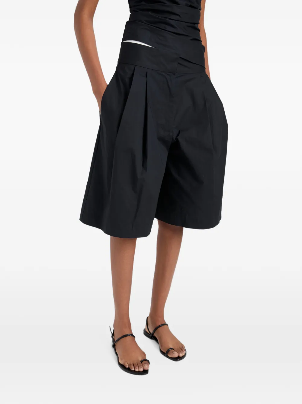 Proenza Schouler White Label Clio geplooide shorts Zwart