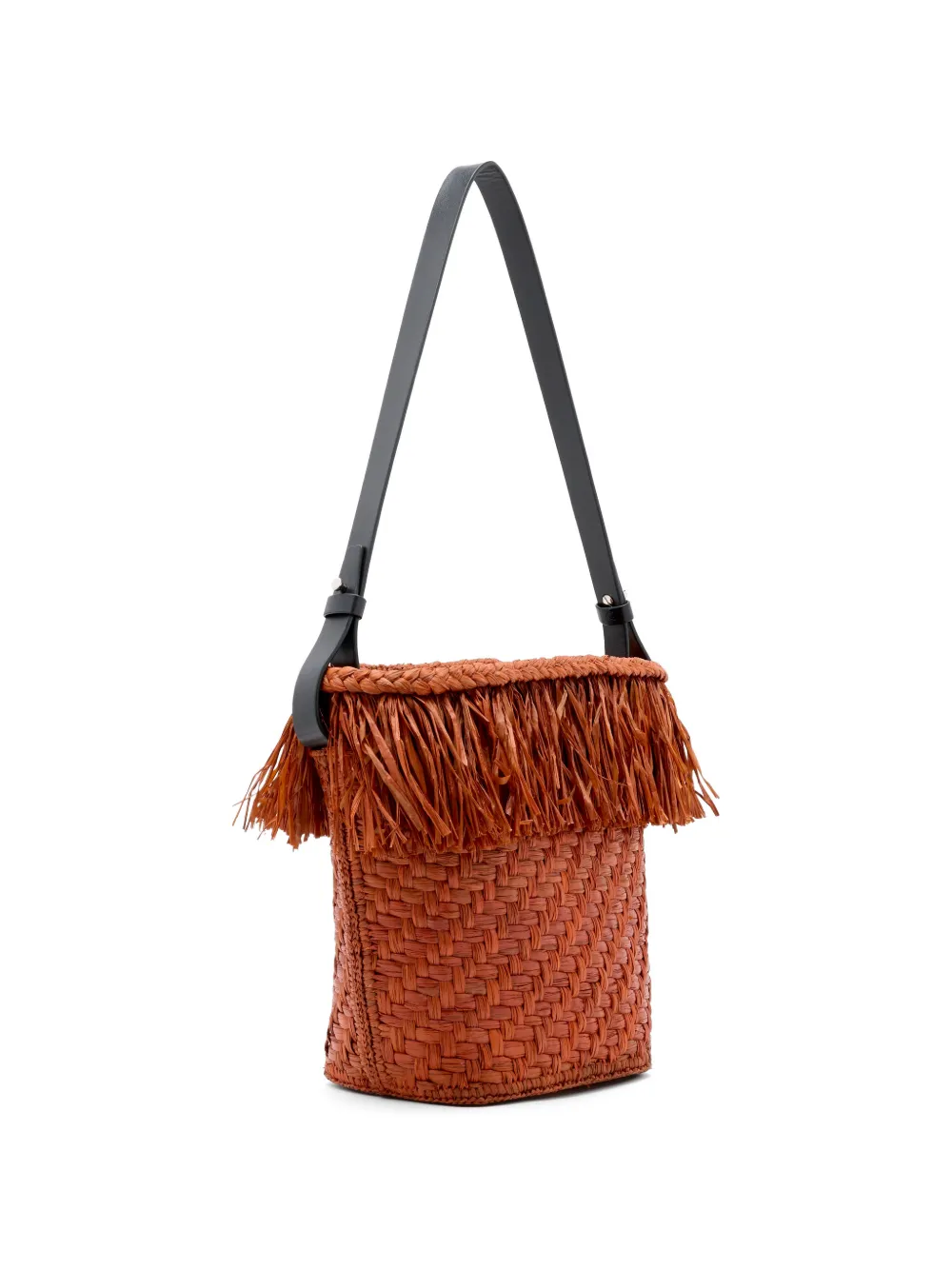 Proenza Schouler Raffia bucket-tas met franje Oranje