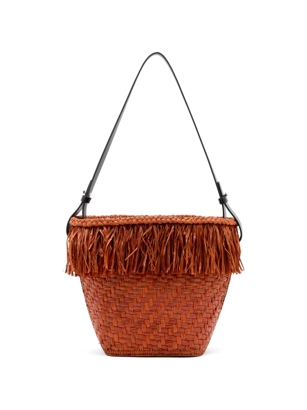 Proenza Schouler Raffia bucket-tas met franje Oranje