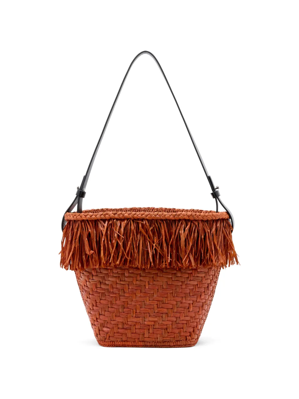 Proenza Schouler Raffia bucket-tas met franje Oranje