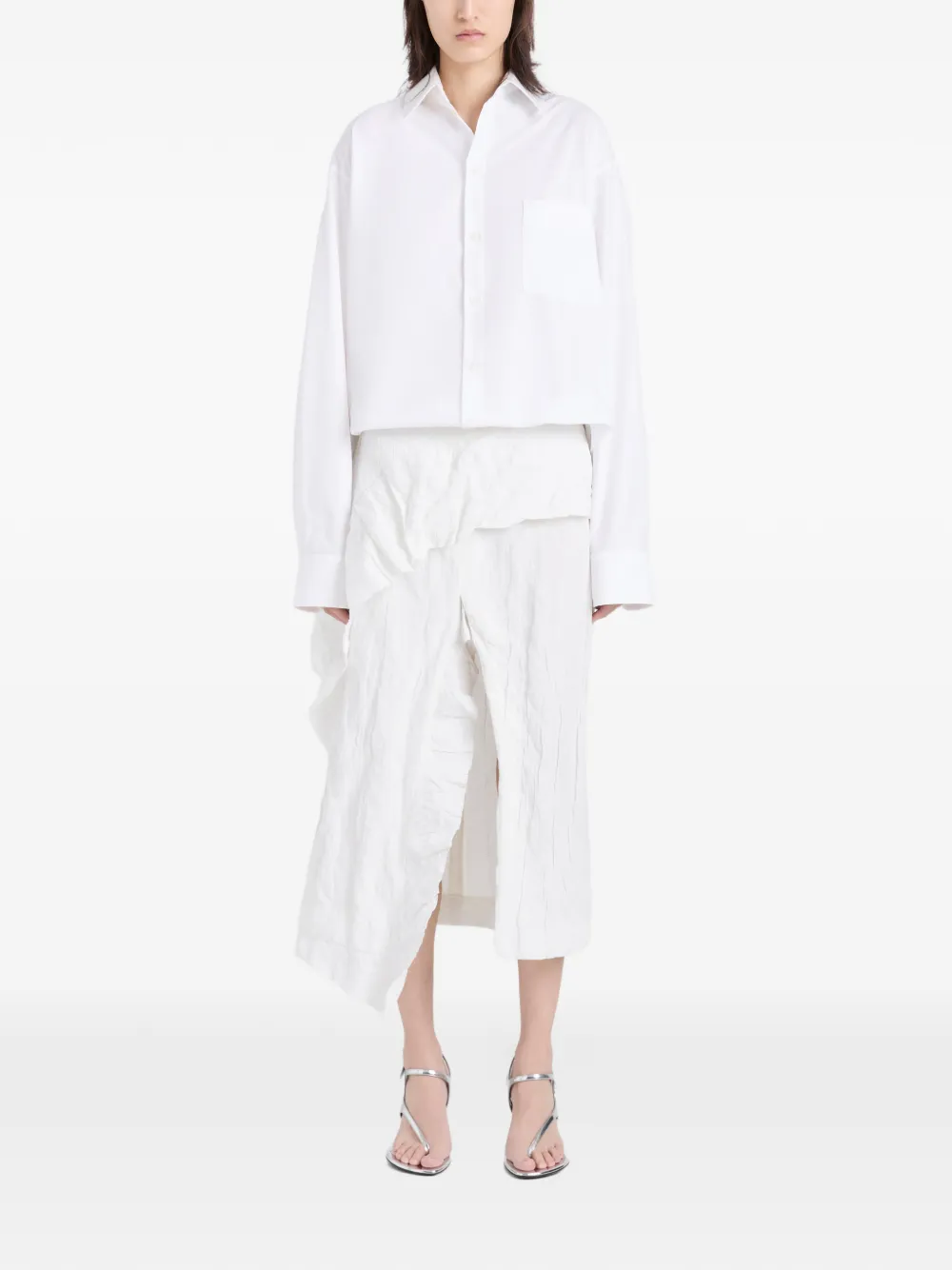  Proenza Schouler Hansly Ruffled Midi Skirt - White 
