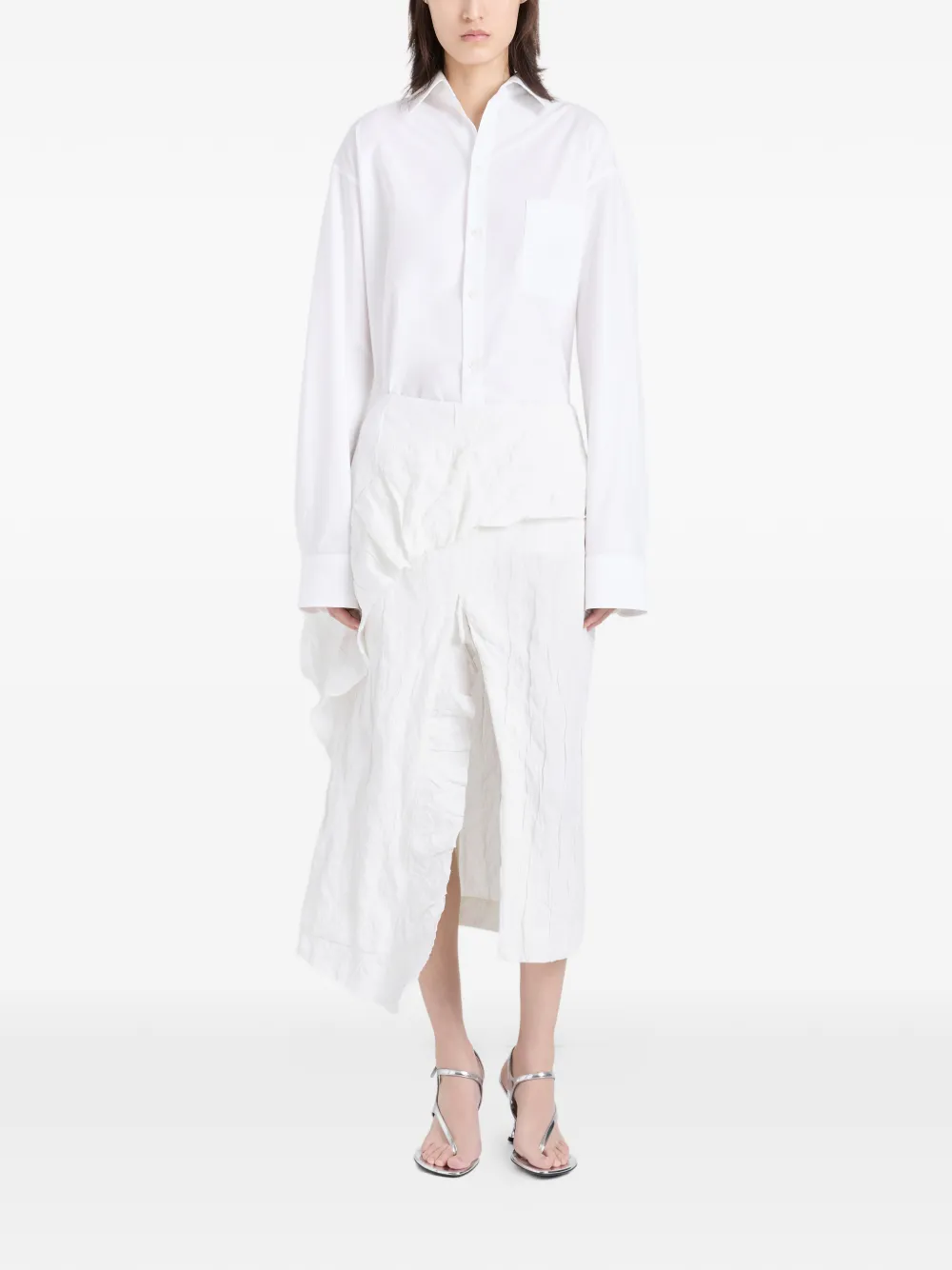  Proenza Schouler Hansly Ruffled Midi Skirt - White 