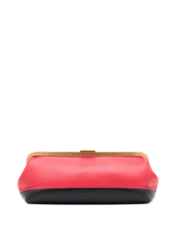 Proenza Schouler Armory Clutch in Striped Nappa Plonge in Red