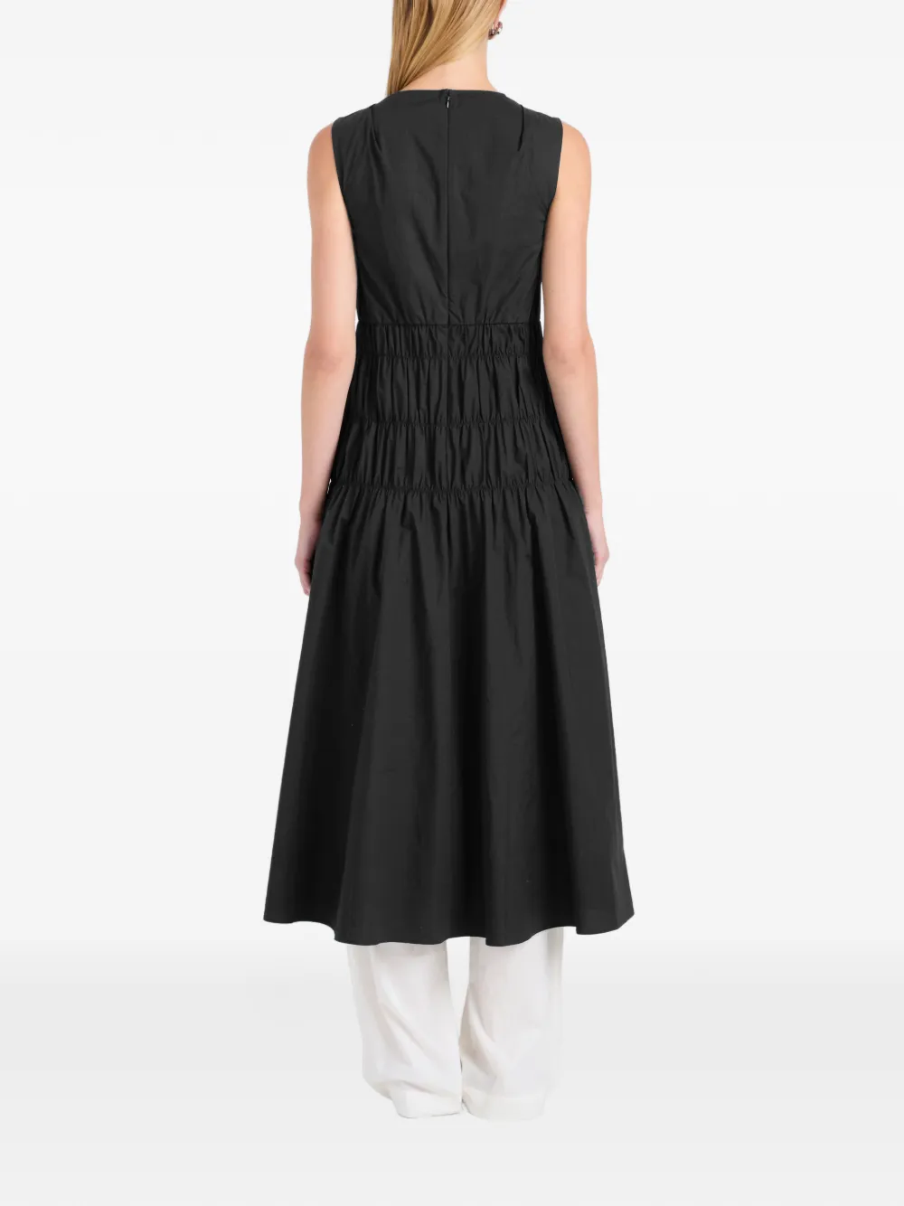 Proenza Schouler White Label Gesmockte popeline midi-jurk Zwart