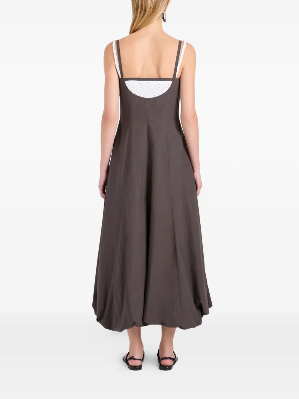 Proenza Schouler White Label Ella jurk met vierkante hals Bruin