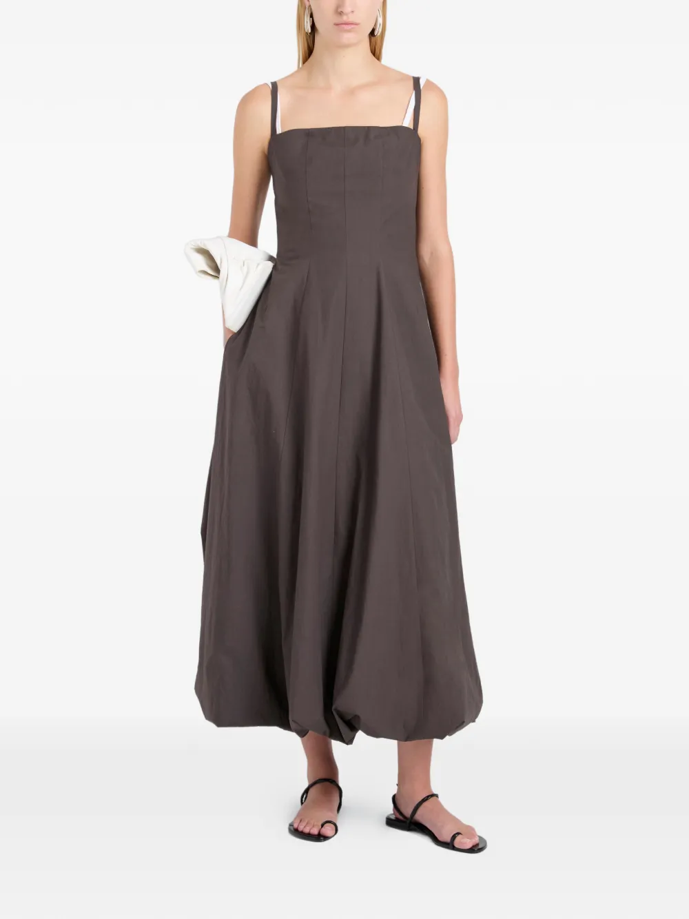 Proenza Schouler White Label Ella jurk met vierkante hals Bruin