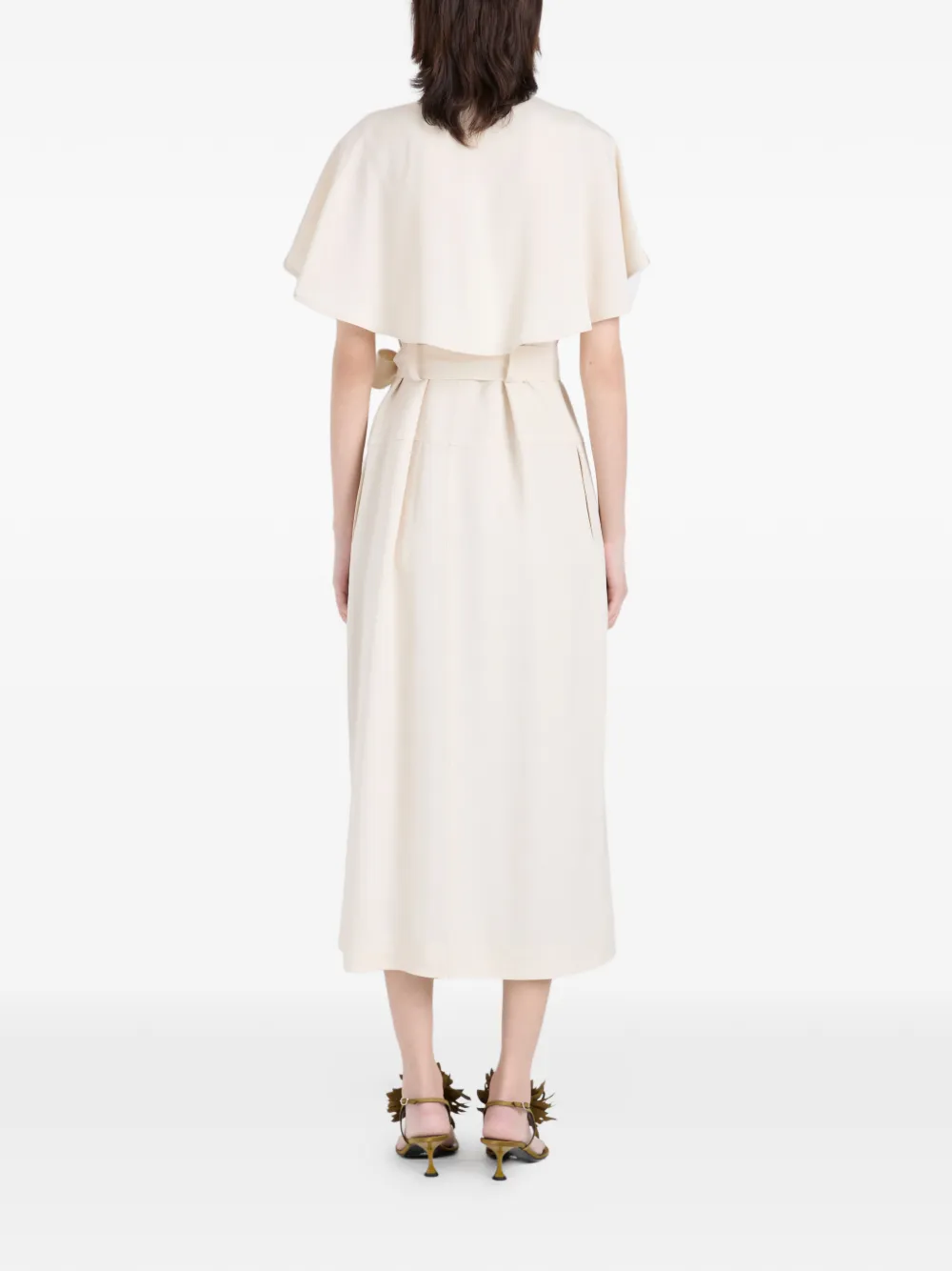 Proenza Schouler Isolde midi-jurk met gestrikte ceintuur Beige
