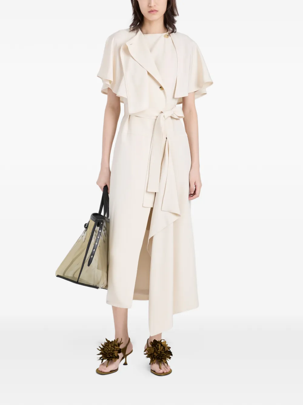 Proenza Schouler Isolde midi-jurk met gestrikte ceintuur Beige