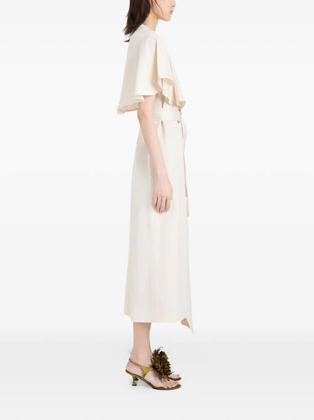 Proenza Schouler Isolde midi-jurk met gestrikte ceintuur Beige