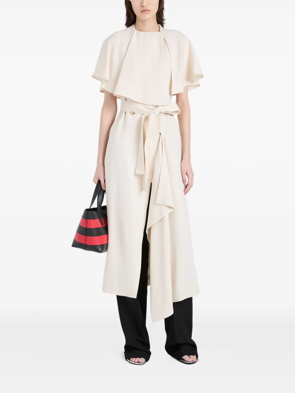 Proenza Schouler Isolde midi-jurk met gestrikte ceintuur Beige