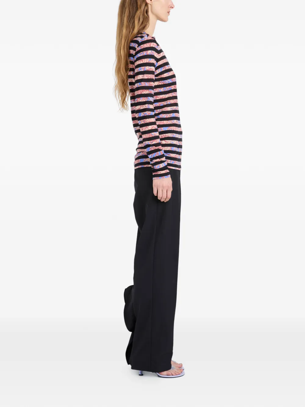 Proenza Schouler Mia gestreepte top met print Zwart