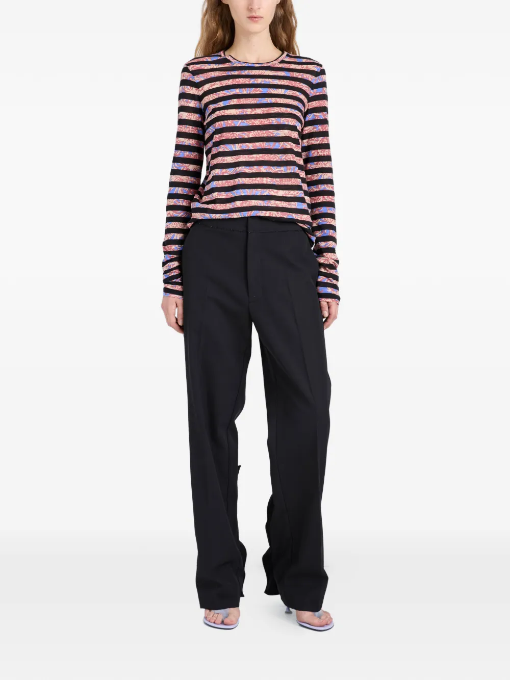 Proenza Schouler Mia gestreepte top met print Zwart