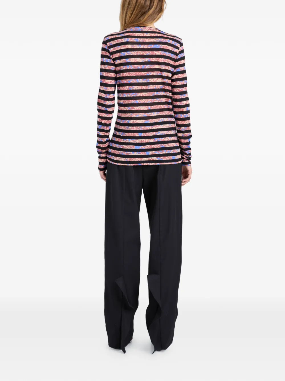 Proenza Schouler Mia gestreepte top met print Zwart