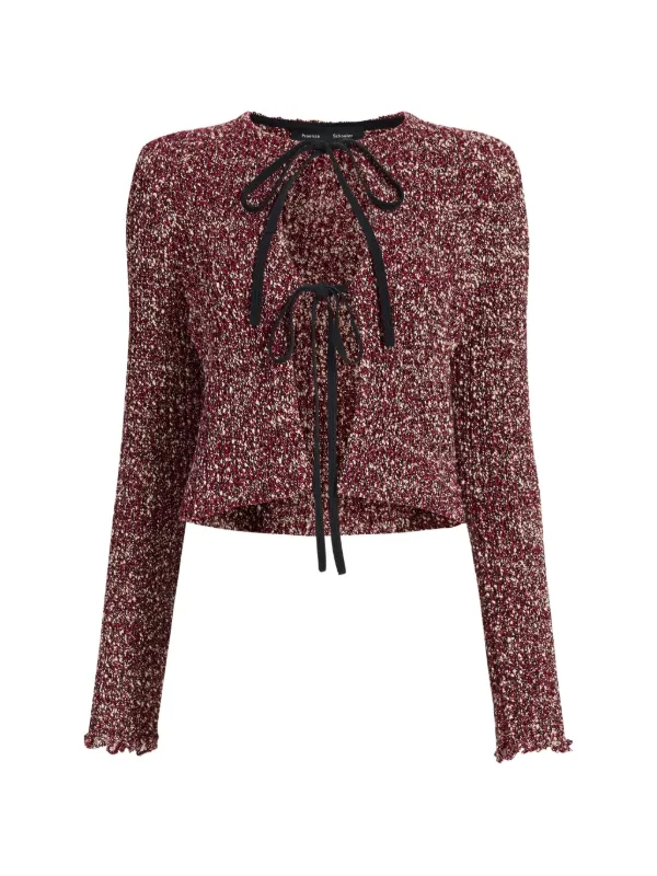 Proenza Schouler Colette Ruffled Tie Cardigan in Red