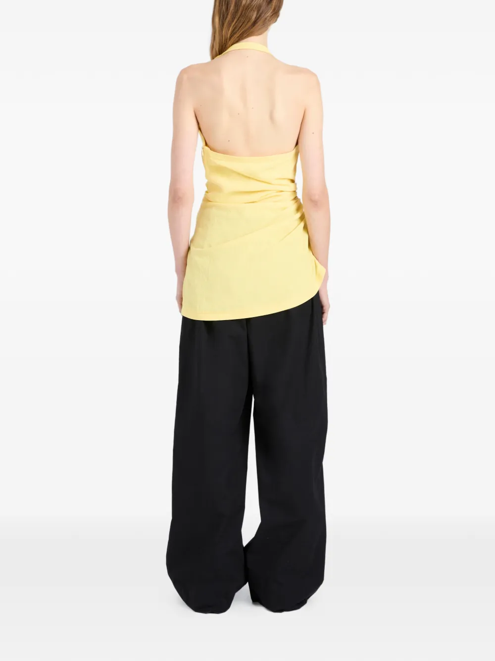 Proenza Schouler Melia haltertop met ruches Geel