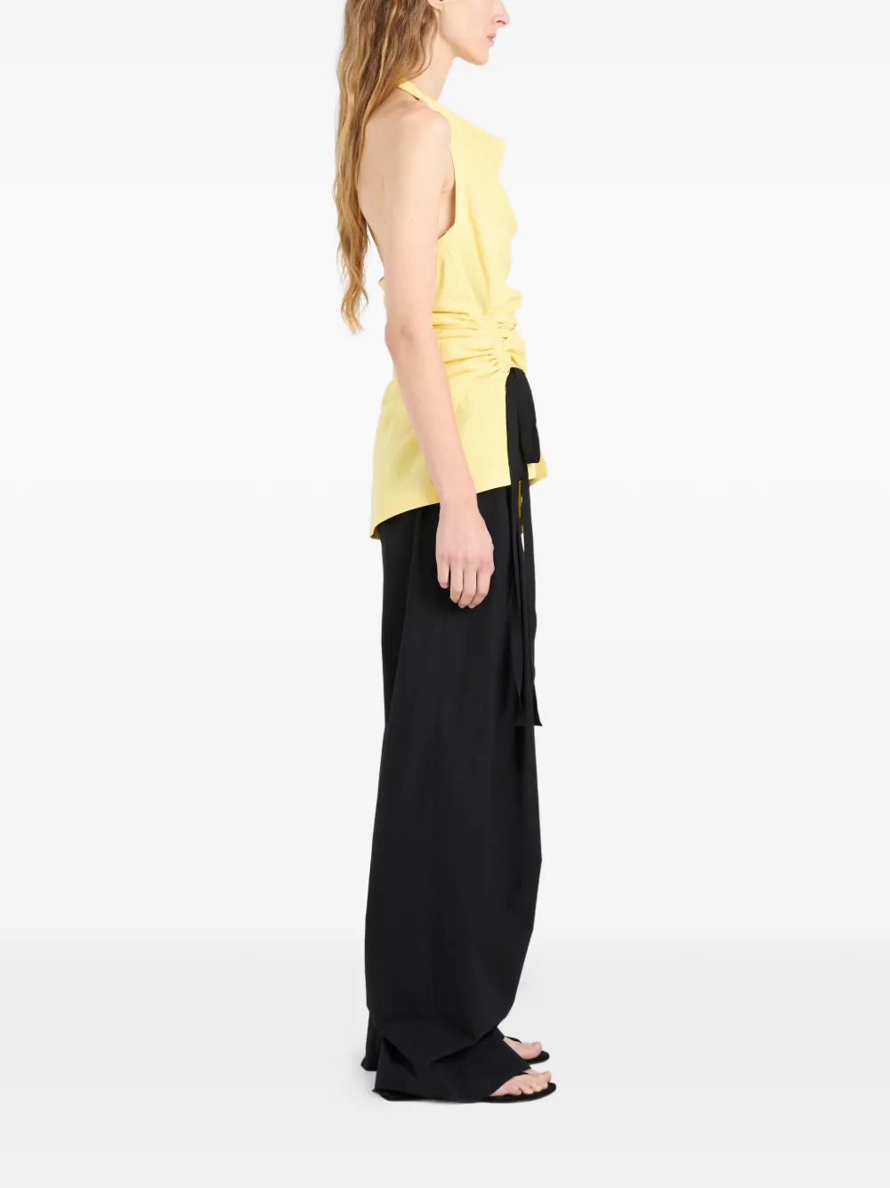 Proenza Schouler Melia haltertop met ruches Geel