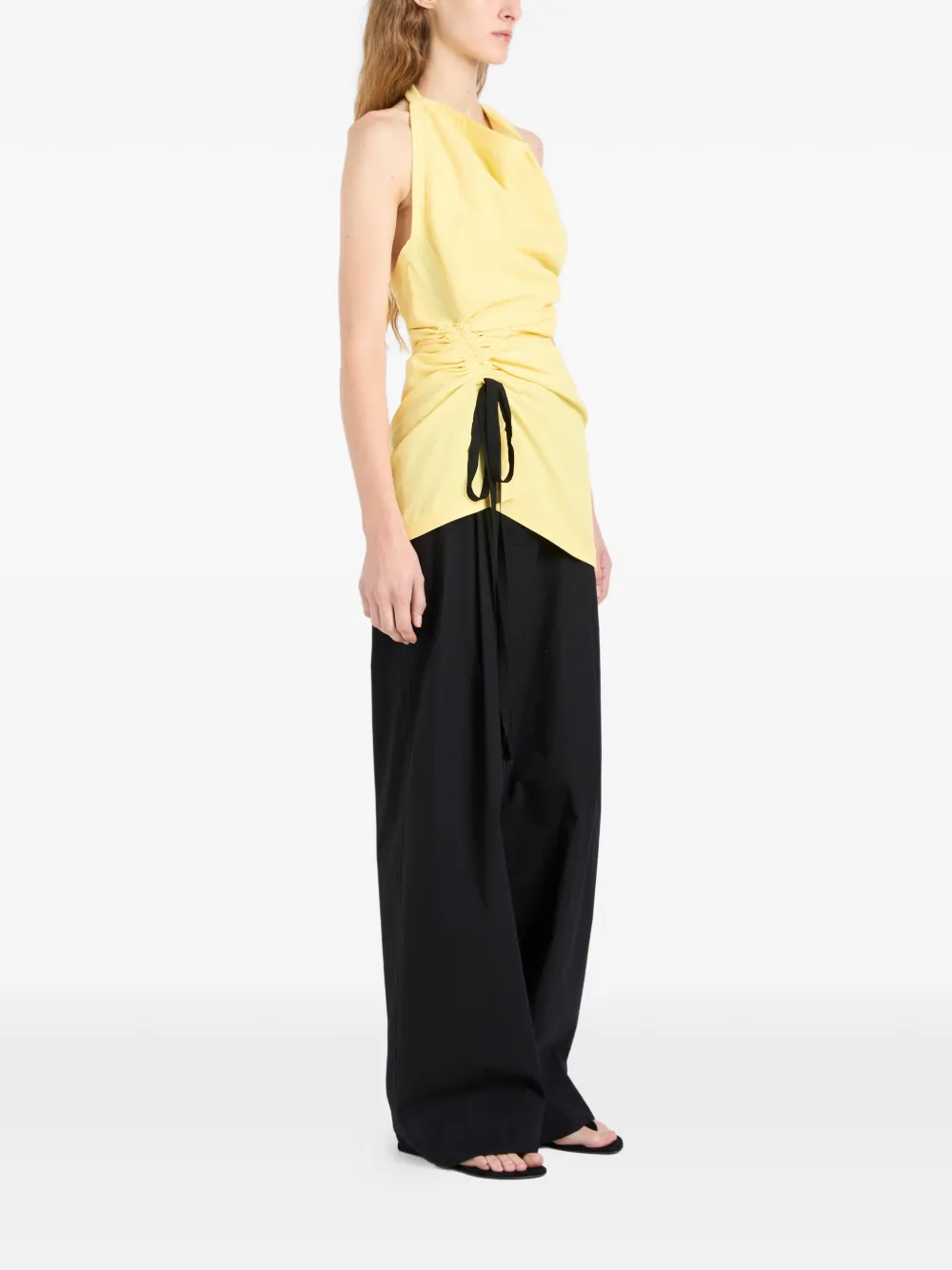 Proenza Schouler Melia haltertop met ruches Geel