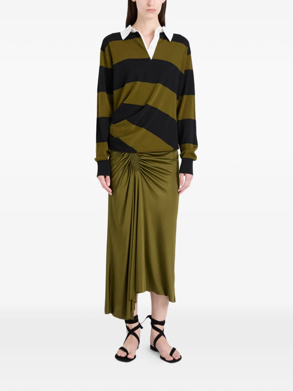 Proenza Schouler Naia midi-rok met ruches Groen