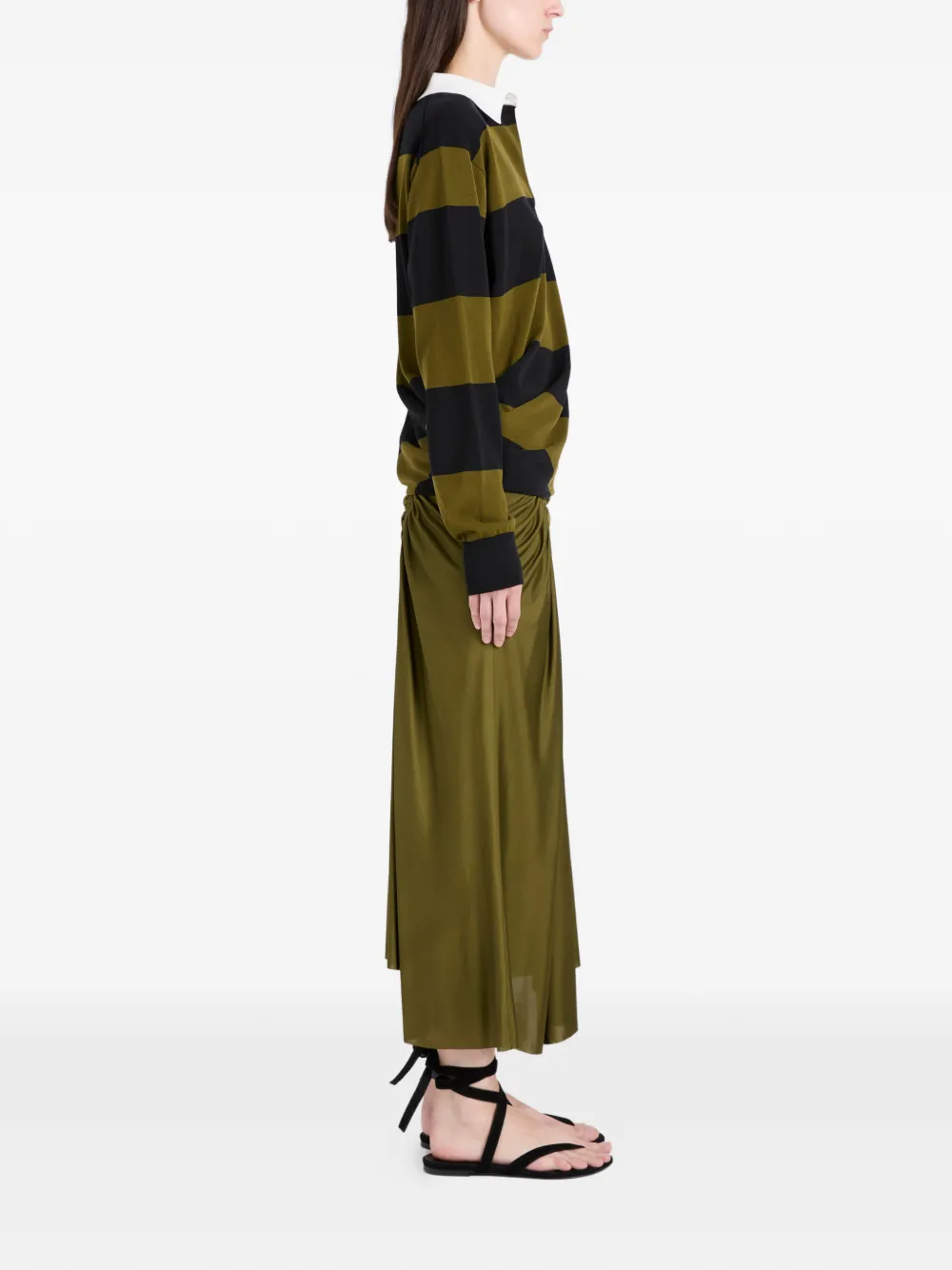 Proenza Schouler Naia midi-rok met ruches Groen