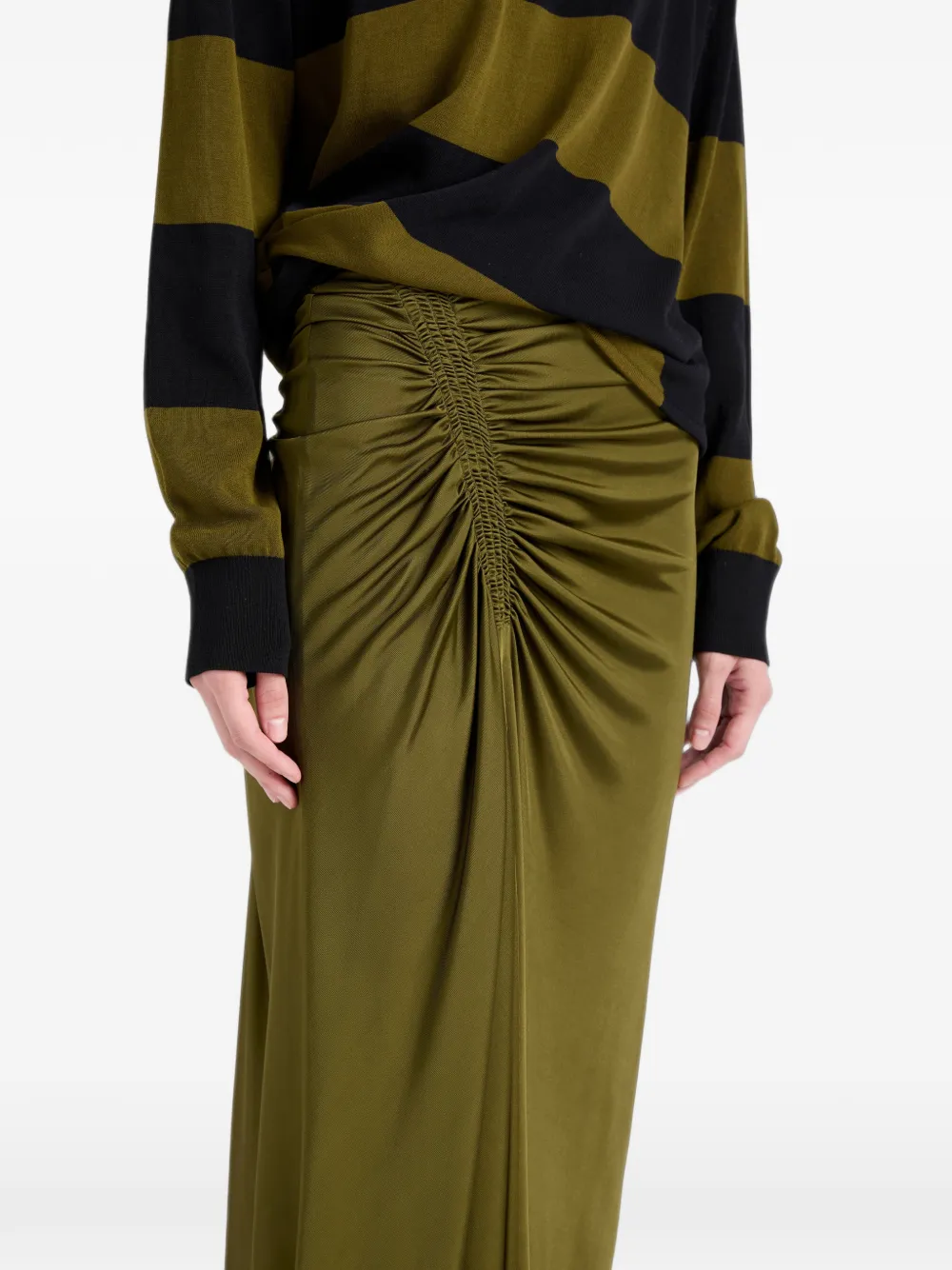 Proenza Schouler Naia Skirt in Viscose Satin Jersey in Green, view 5