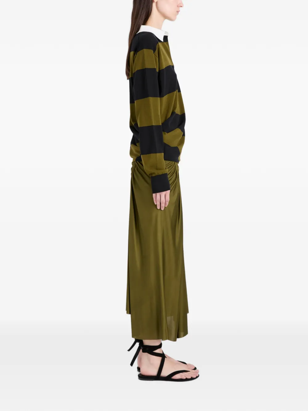 Proenza Schouler Naia Skirt in Viscose Satin Jersey in Green, view 3
