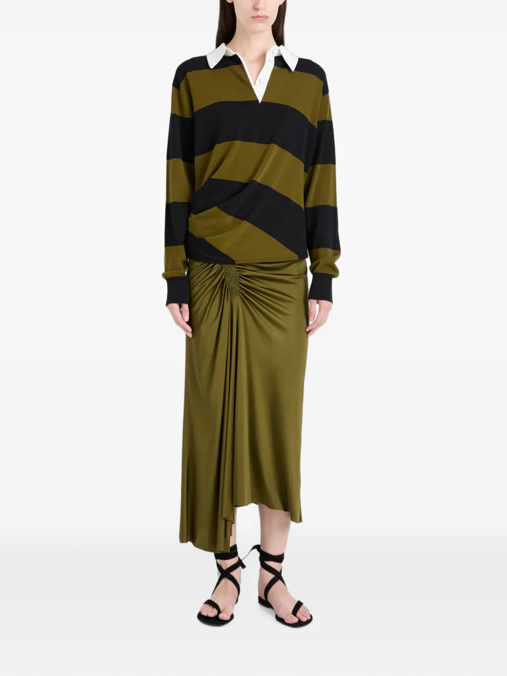 Proenza Schouler Naia Skirt in Viscose Satin Jersey in Green, view 2