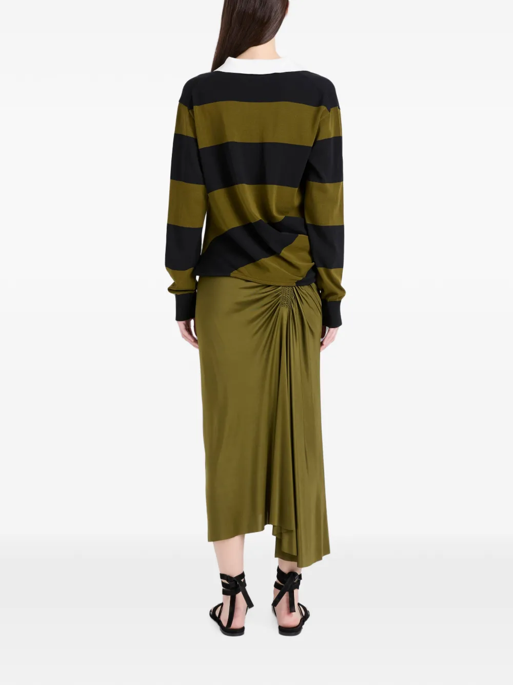 Proenza Schouler Naia Skirt in Viscose Satin Jersey in Green, view 4