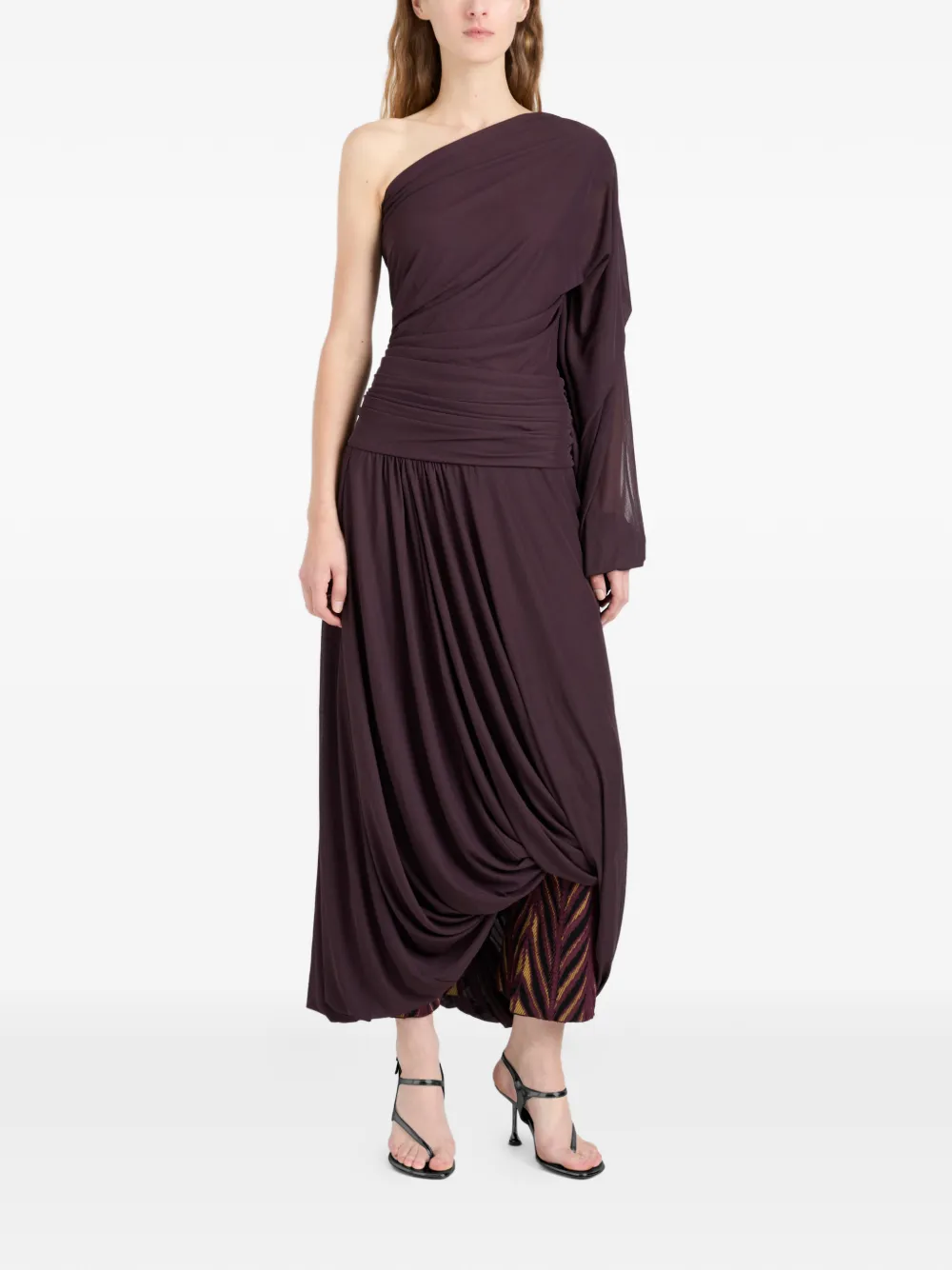 Proenza Schouler Gabri geplooide asymmetrische midi-jurk Paars