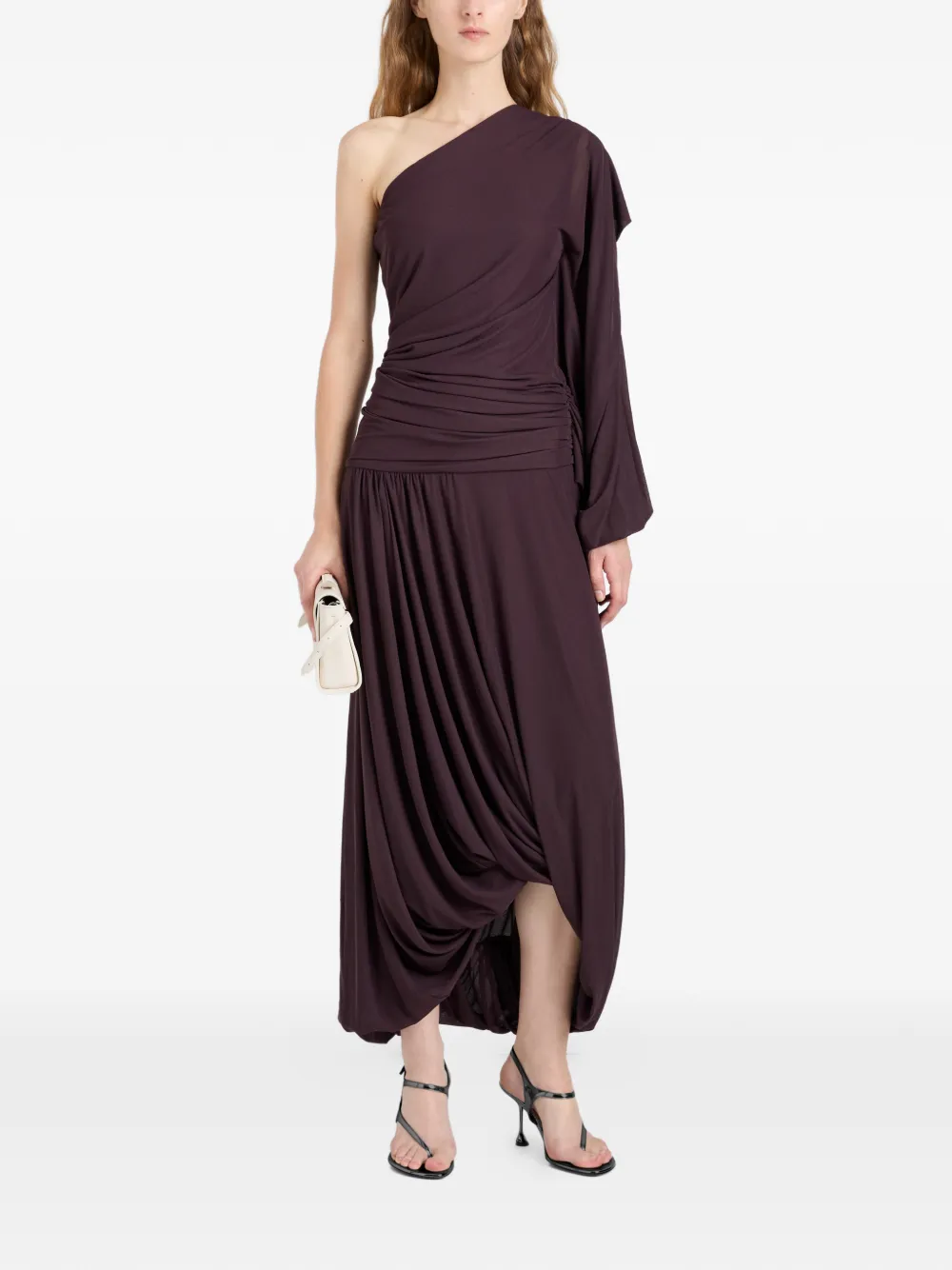 Proenza Schouler Gabri geplooide asymmetrische midi-jurk Paars