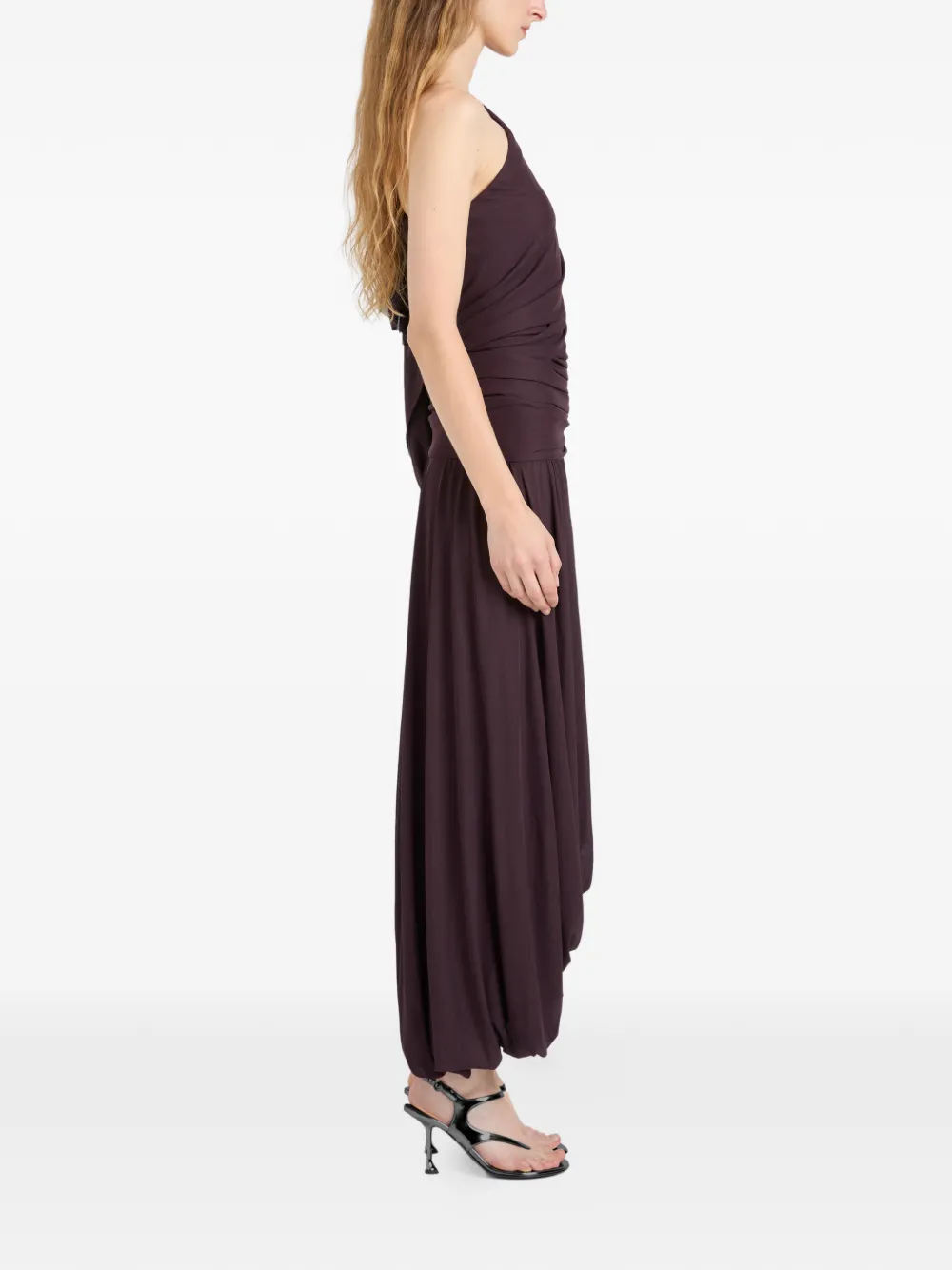 Proenza Schouler Gabri geplooide asymmetrische midi-jurk Paars
