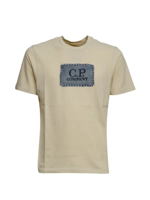 C.P. Company 24/1 Jersey Short Sleeve Logo Label T-shirt in Neutrals