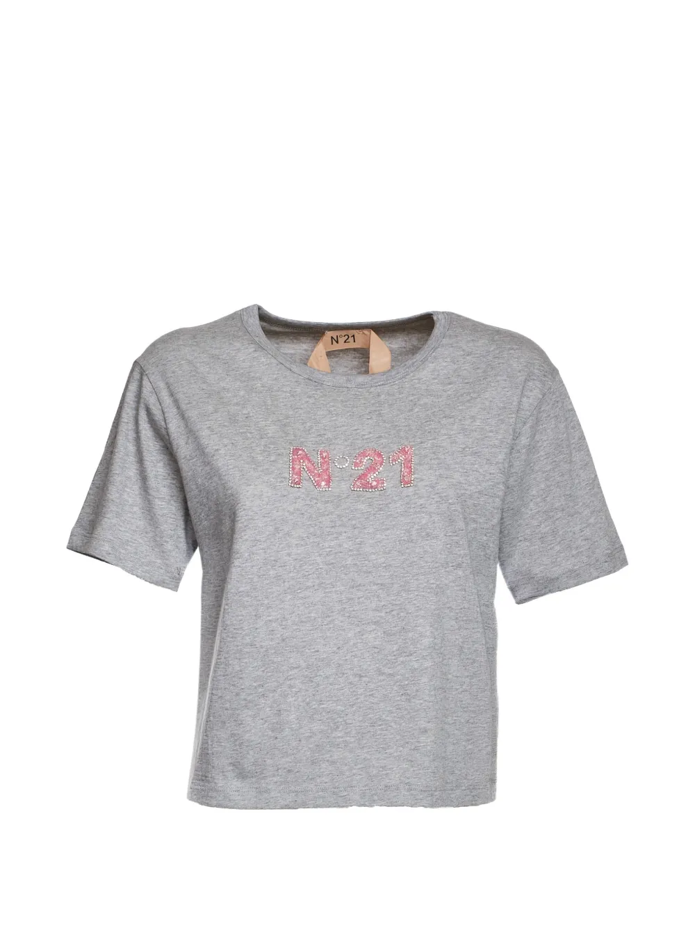 Nº21 logo-embellished cropped T-shirt - Grigio