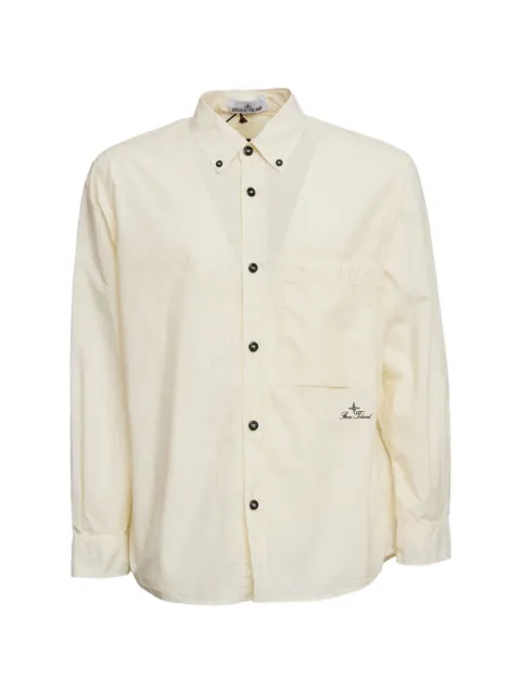 Stone Island logo lettering button oxford shirt