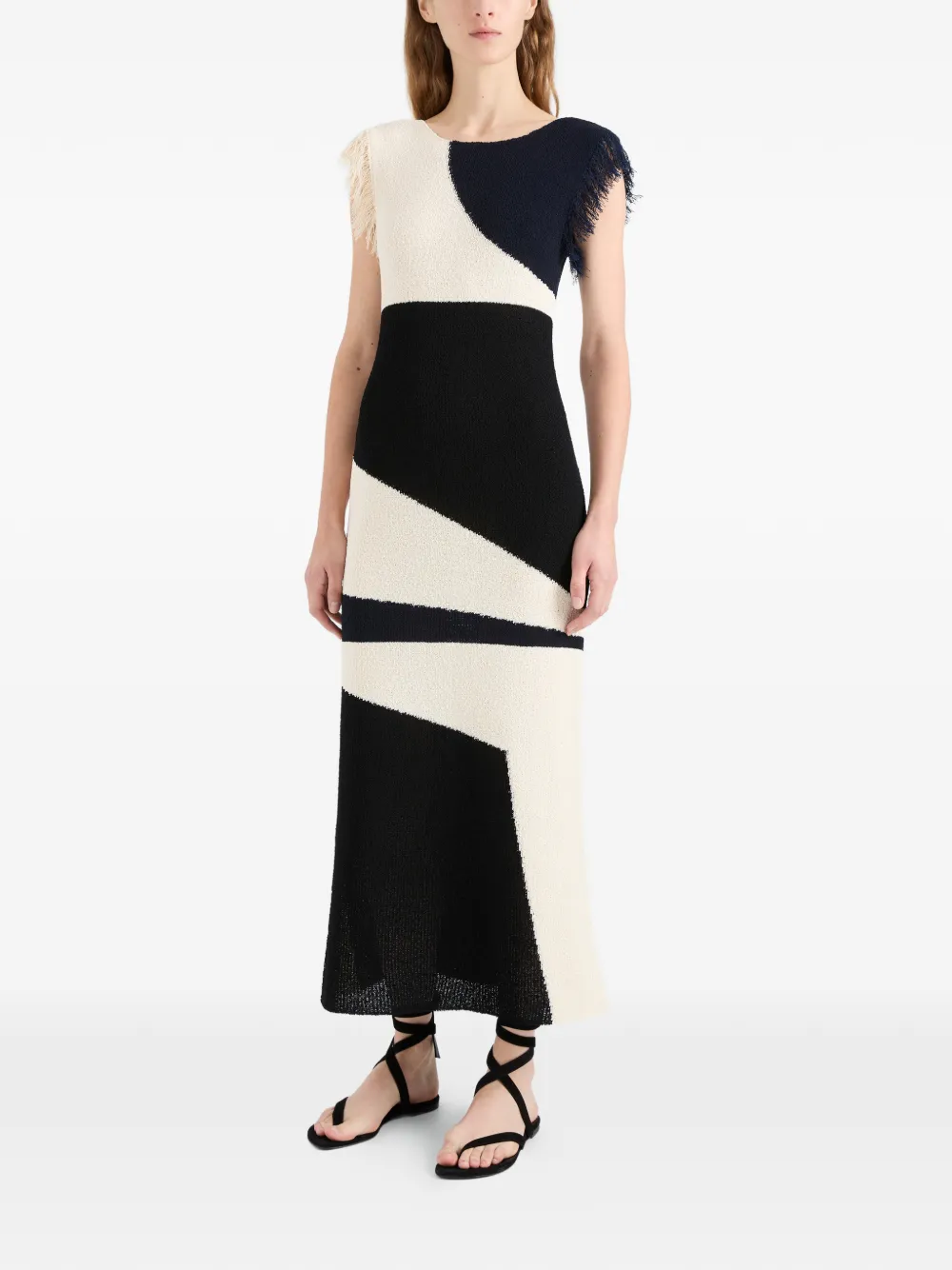 Proenza Schouler Saskia midi-jurk met franje afwerking Zwart