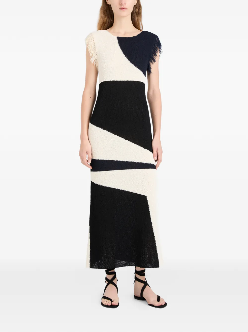 Proenza Schouler Saskia midi-jurk met franje afwerking Zwart