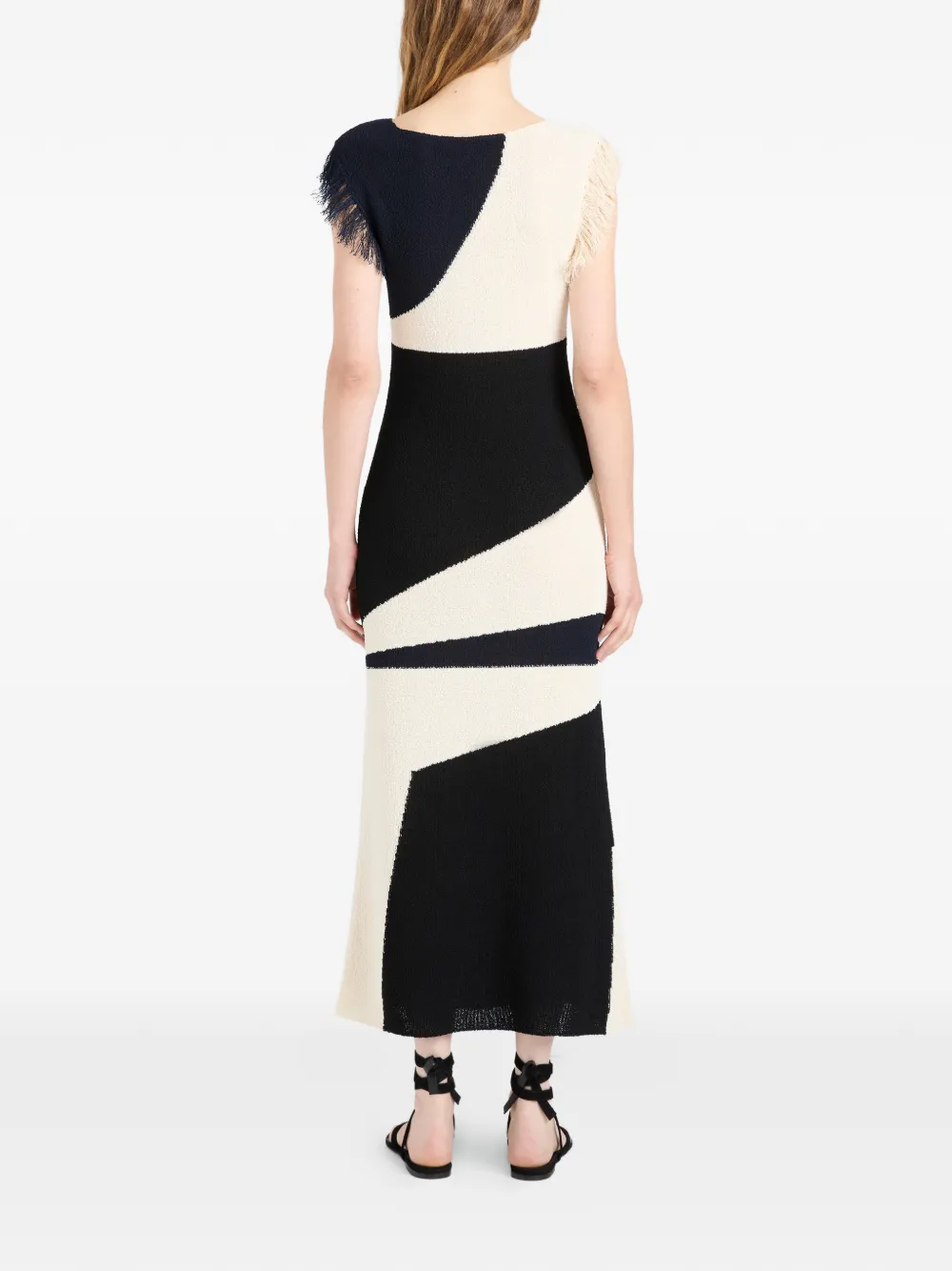 Proenza Schouler Saskia midi-jurk met franje afwerking Zwart