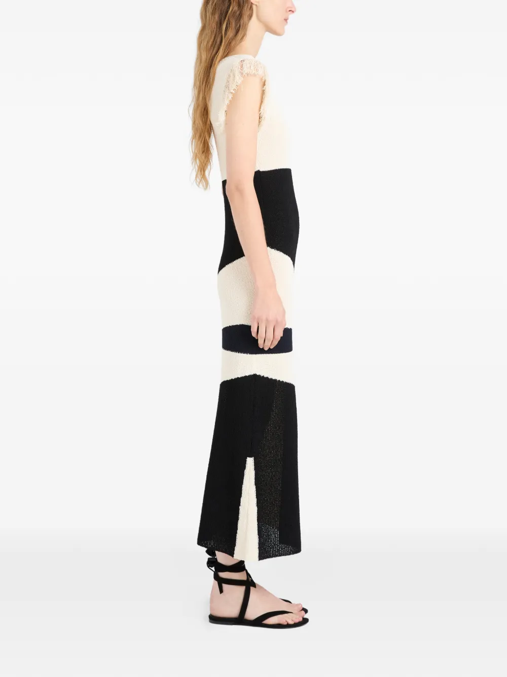 Proenza Schouler Saskia midi-jurk met franje afwerking Zwart