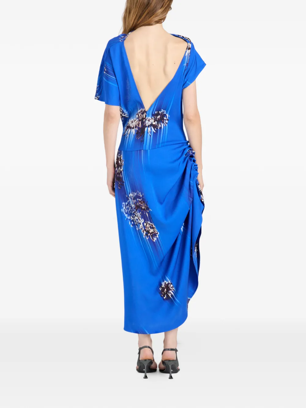 Proenza Schouler Antonella gedrapeerde midi-jurk met print Blauw