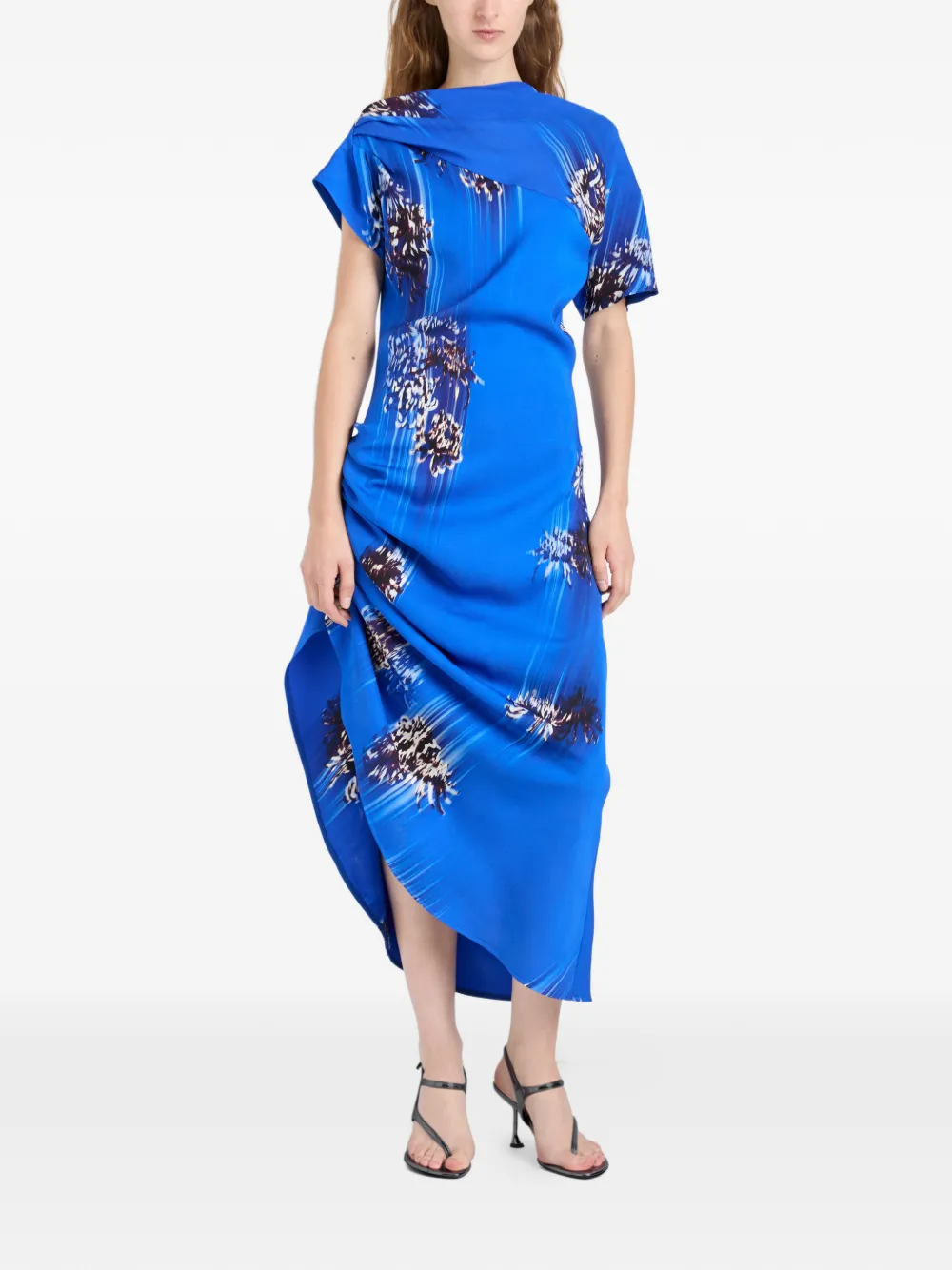Proenza Schouler Antonella gedrapeerde midi-jurk met print Blauw