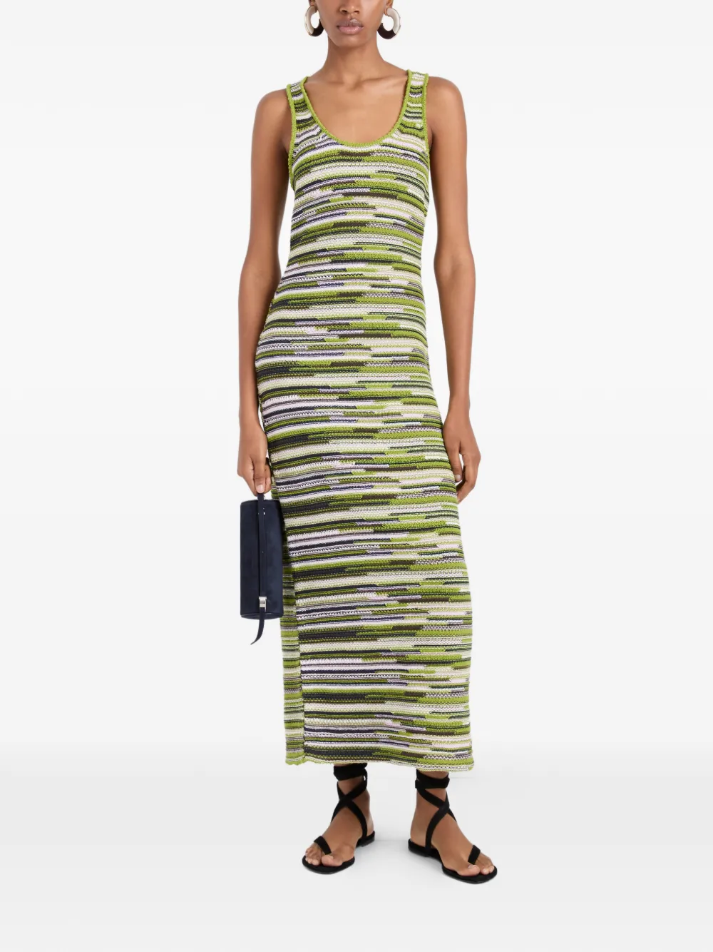 Proenza Schouler White Label Zinah gestreepte gebreide jurk Groen
