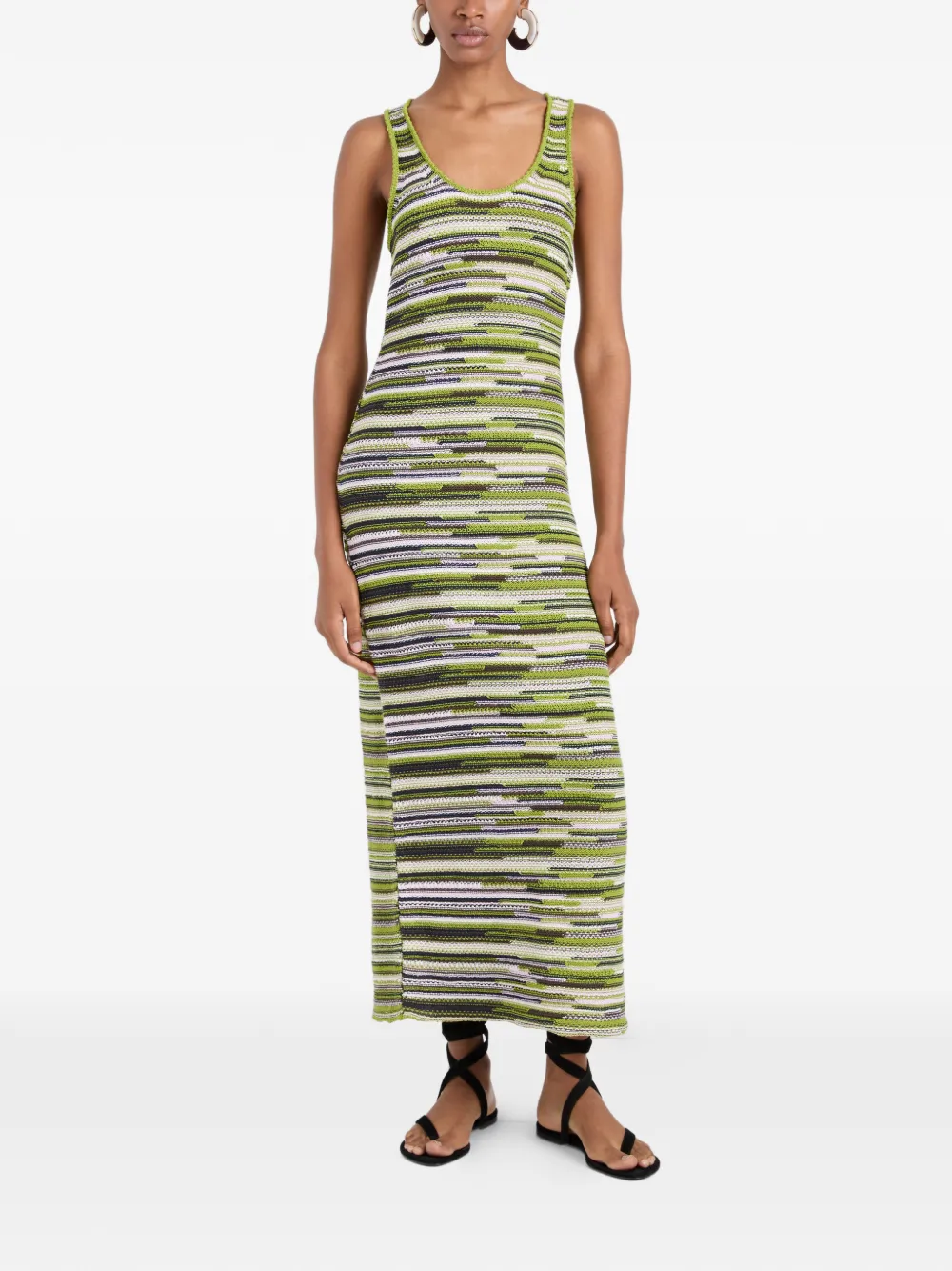 Proenza Schouler White Label Zinah gestreepte gebreide jurk Groen