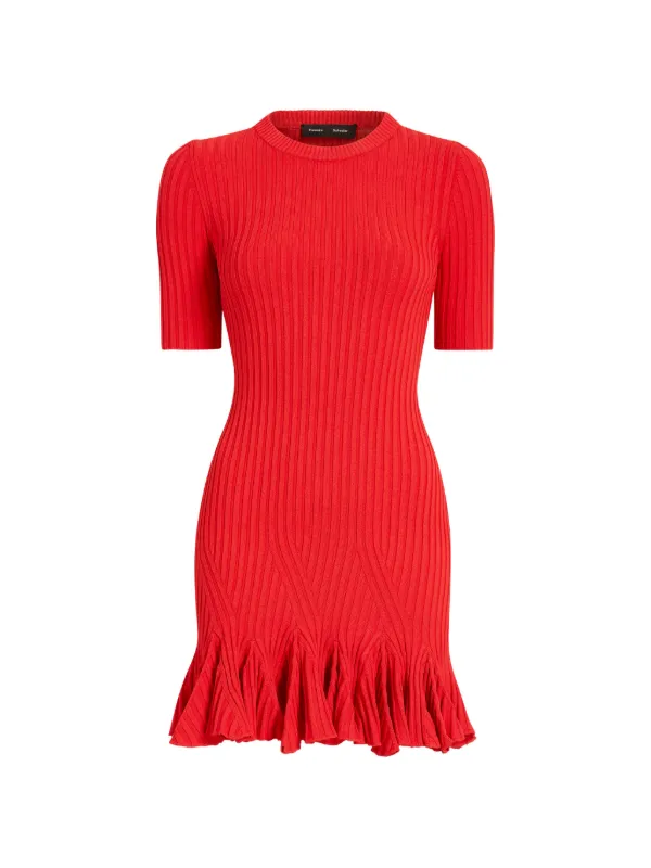 Proenza Schouler Leandra Ribbed Mini Dress | Red