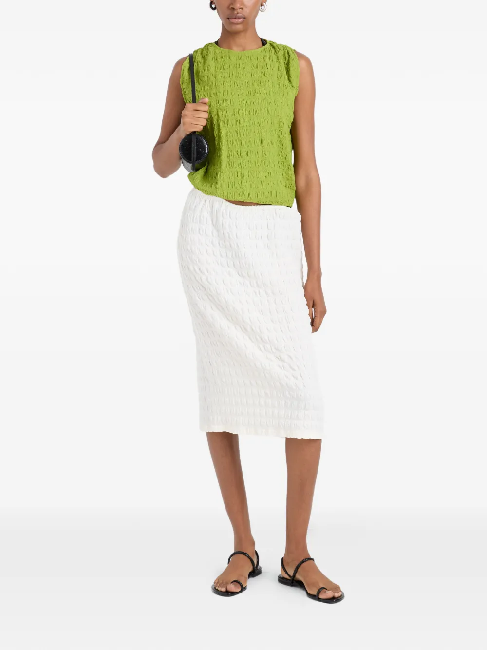 Proenza Schouler White Label Bradley blouse met ronde hals en textuur Groen