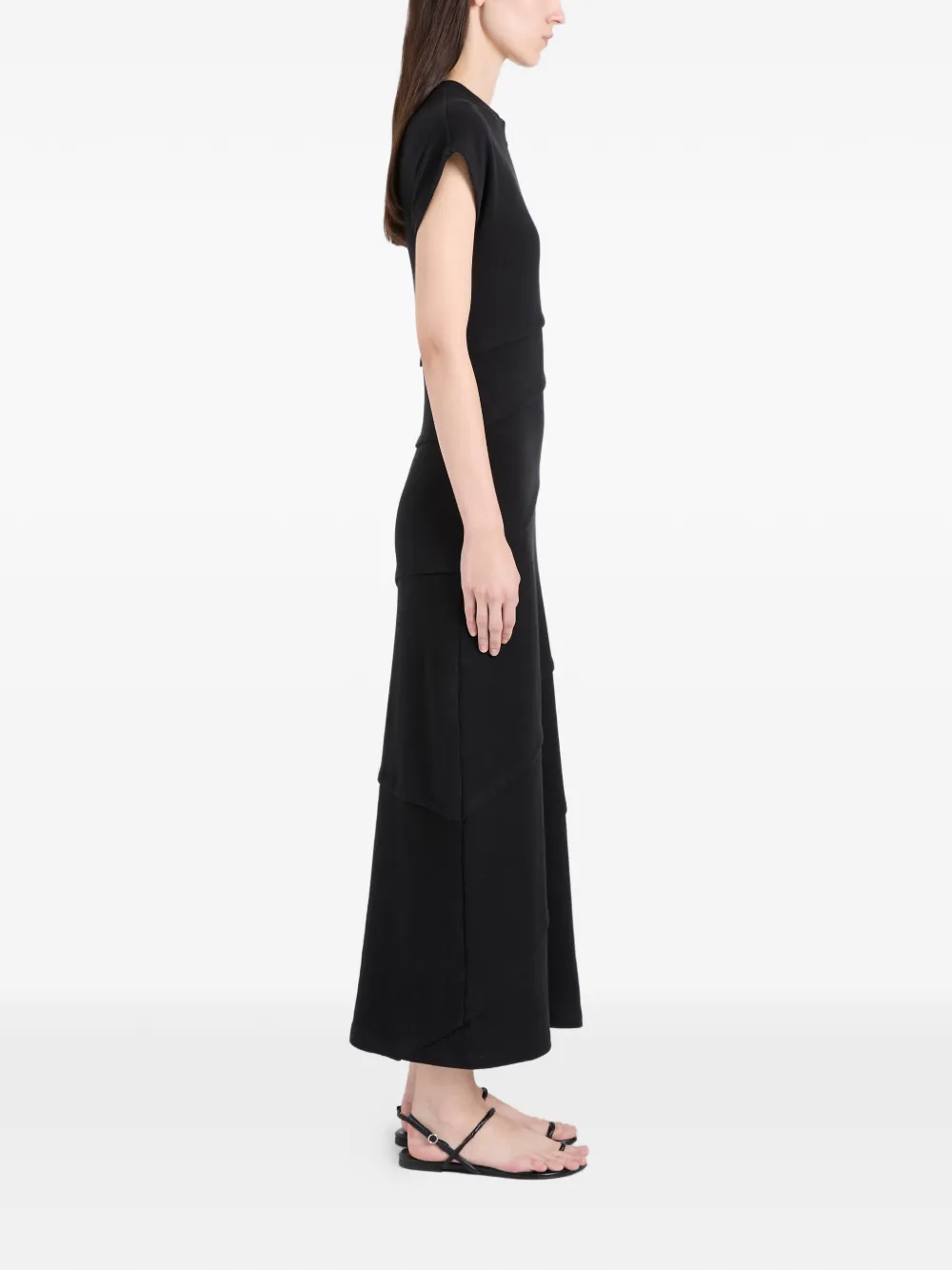 Proenza Schouler Hilma gelaagde jersey midi-jurk Zwart