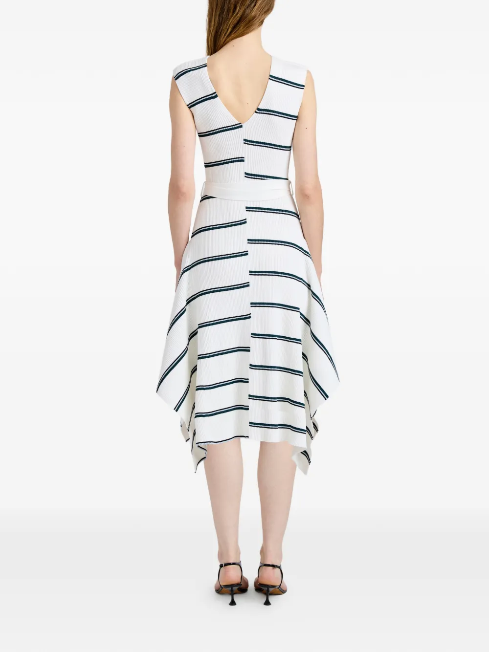 Proenza Schouler Artemis geribbelde gestreepte midi-jurk Wit