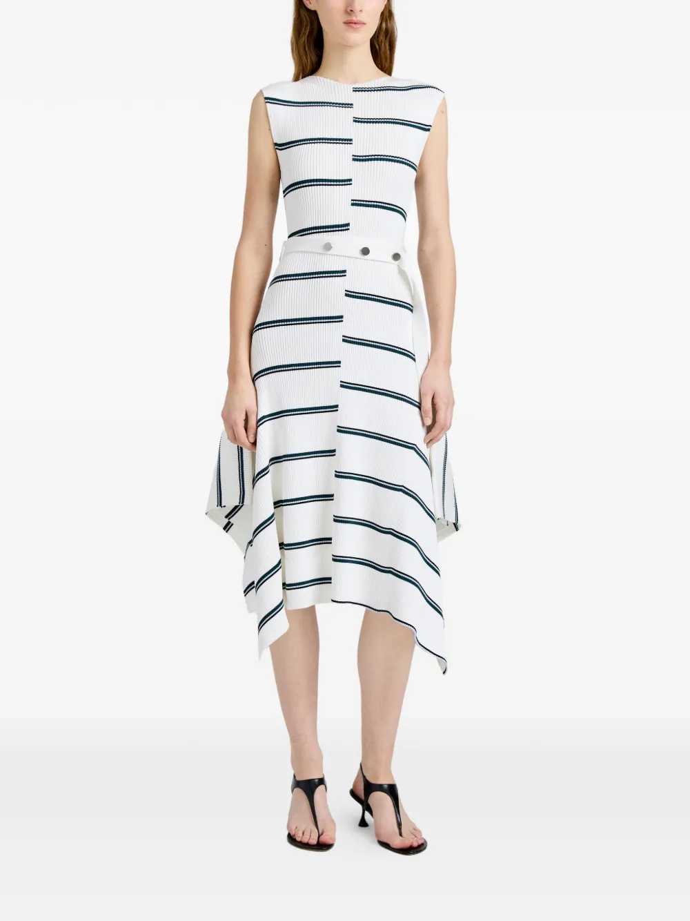 Proenza Schouler Artemis geribbelde gestreepte midi-jurk Wit